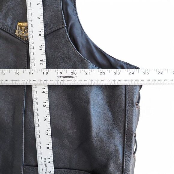 Jamin Leather Patch Pin Skull Cross Motorcycle Riding Vest Black Men's XXXL - Picture 5 of 13